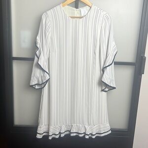 Prose& Poetry Ruffle Sleeve Striped Shift Dress Size Small